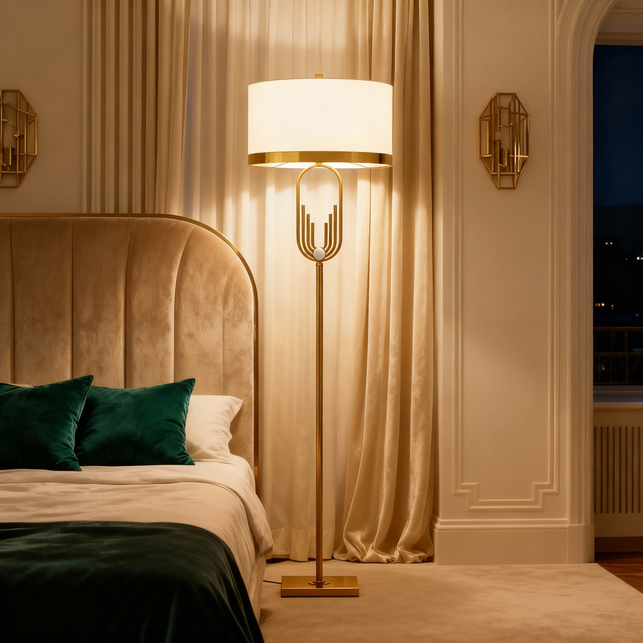 NovaLux Elegant Modern Floor Lamp With Sculpted Metallic Detailing