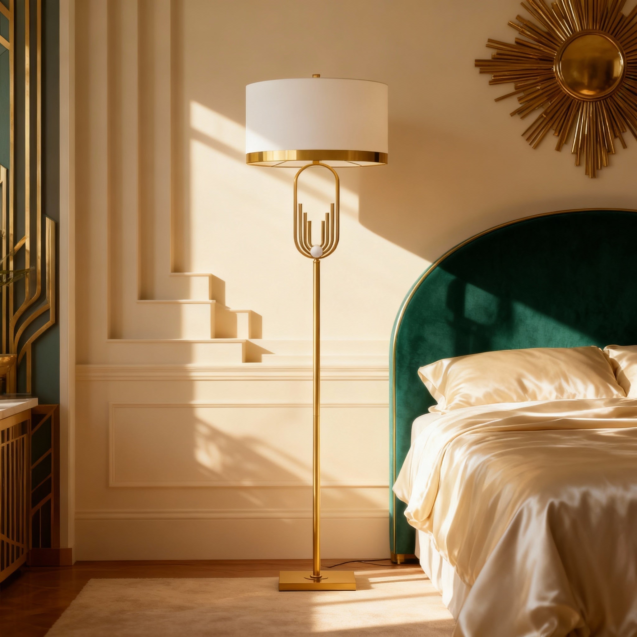 NovaLux Elegant Modern Floor Lamp With Sculpted Metallic Detailing