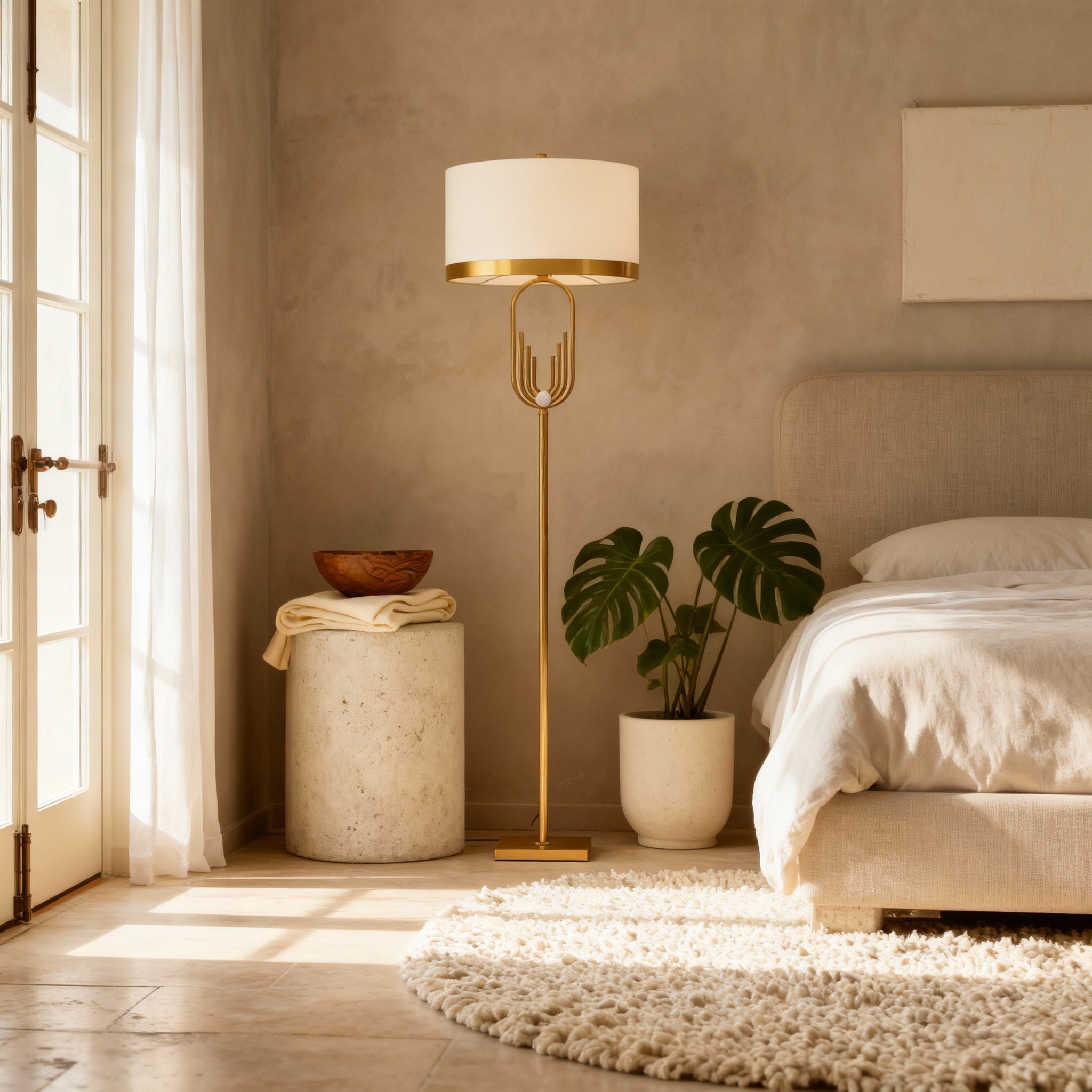 NovaLux Elegant Modern Floor Lamp With Sculpted Metallic Detailing