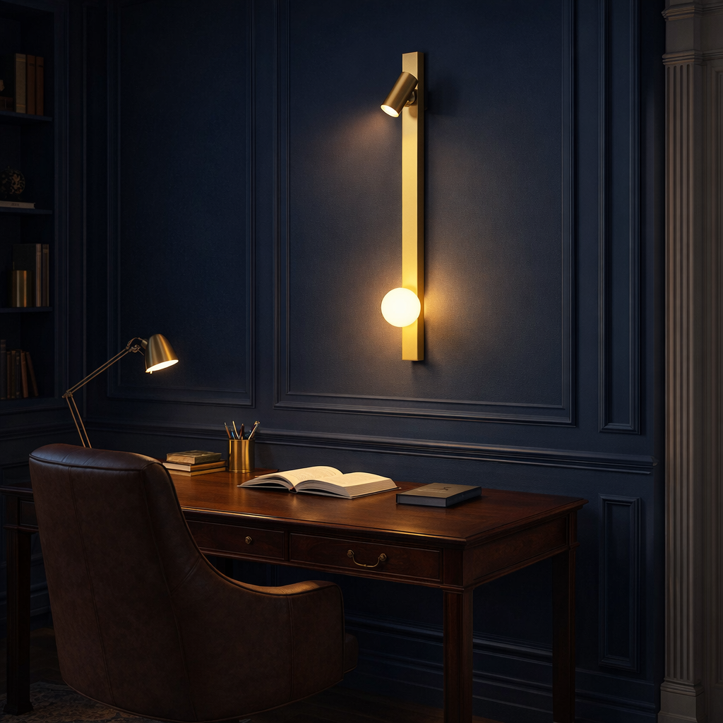 LumaNova Elegant Modern Metal Wall Sconce With Glass Globe Light