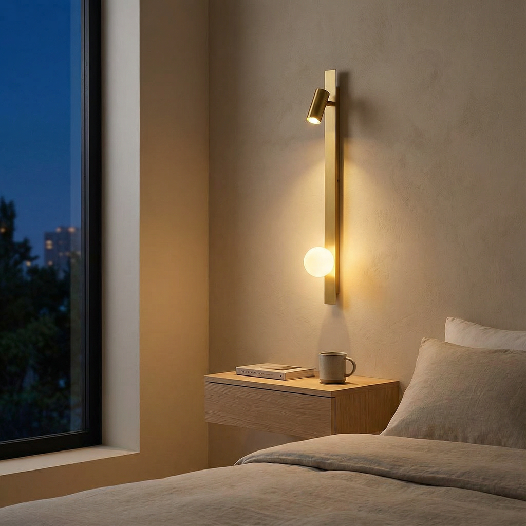 LumaNova Elegant Modern Metal Wall Sconce With Glass Globe Light