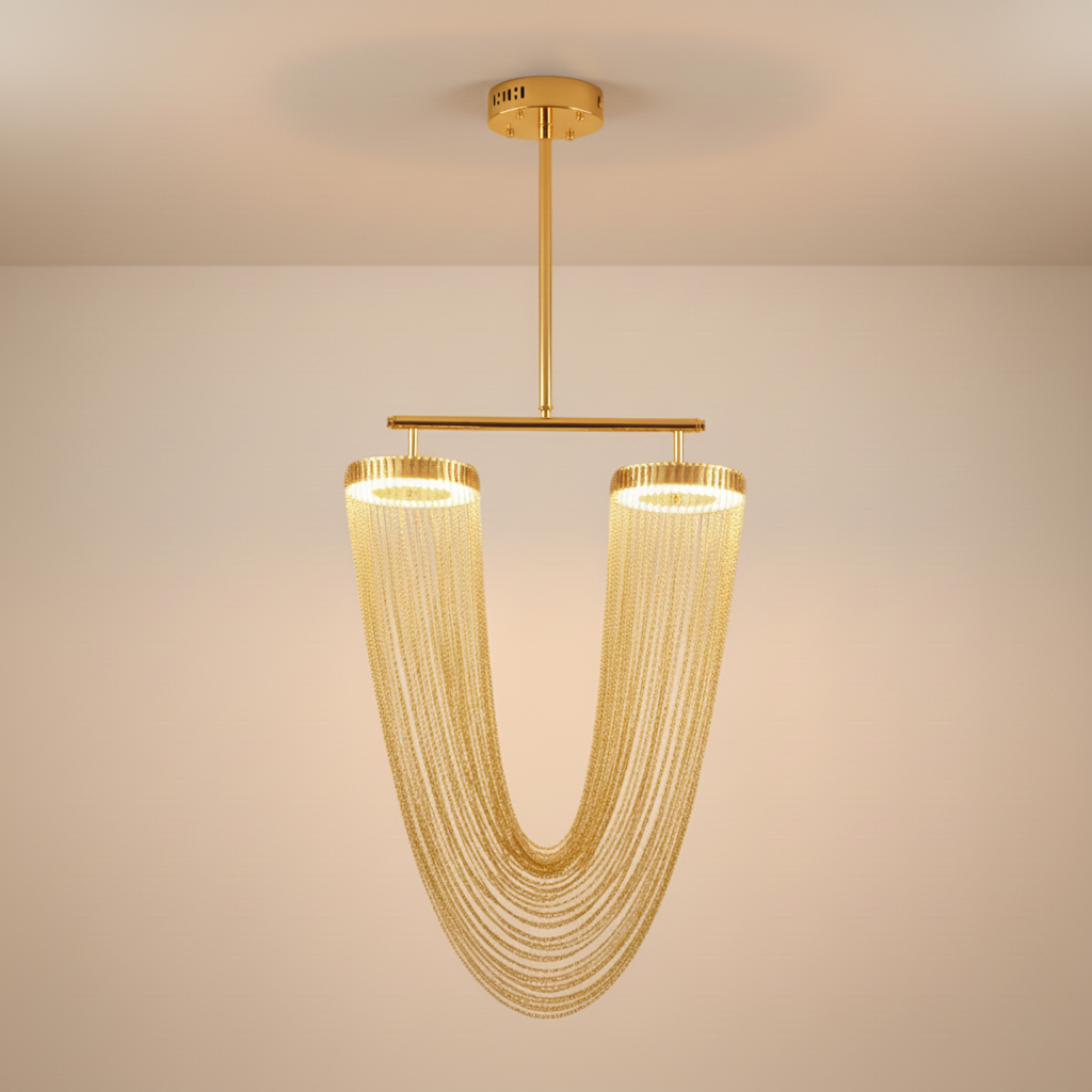 Aurelia Elegant Modern Metallic Chain Chandelier For Dining Room
