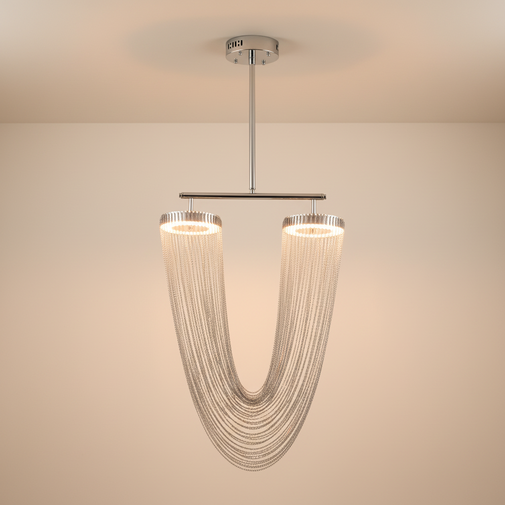 Aurelia Elegant Modern Metallic Chain Chandelier For Dining Room