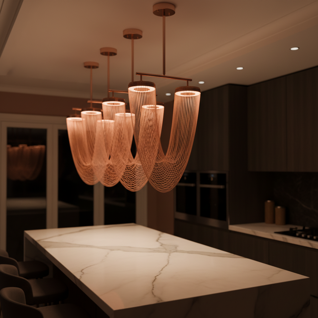 Aurelia Elegant Modern Metallic Chain Chandelier For Dining Room