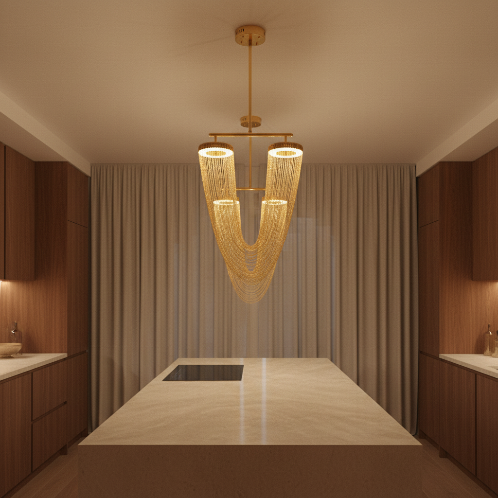 Aurelia Elegant Modern Metallic Chain Chandelier For Dining Room