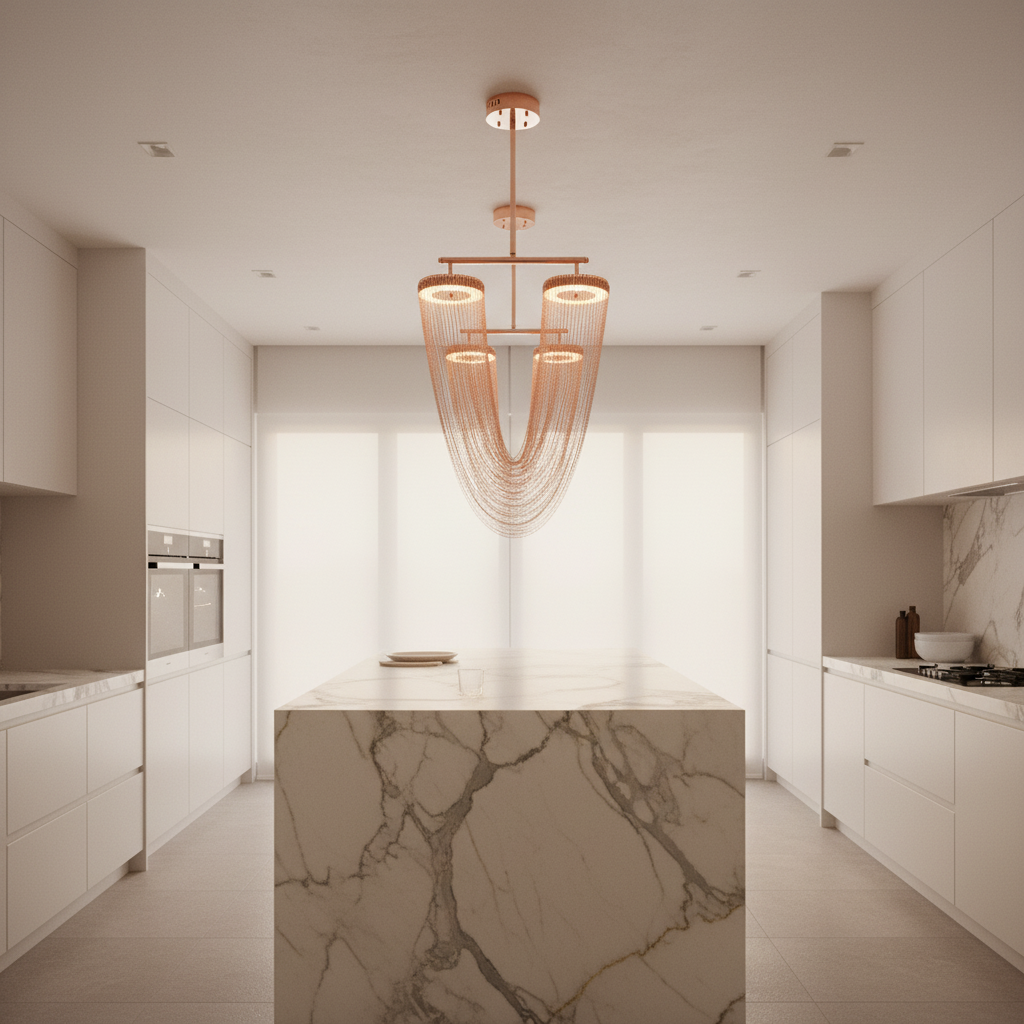 Aurelia Elegant Modern Metallic Chain Chandelier For Dining Room