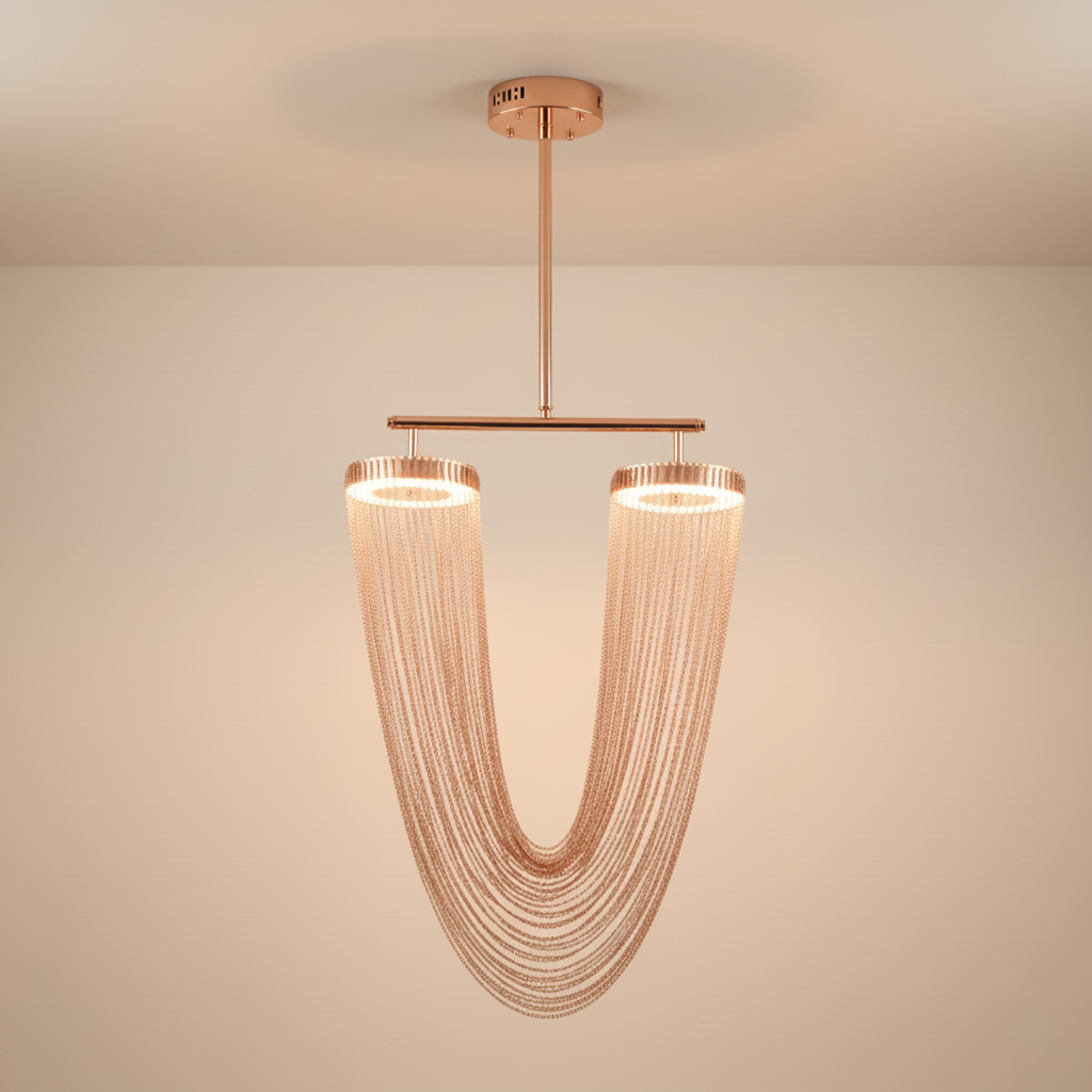 Aurelia Elegant Modern Metallic Chain Chandelier For Dining Room