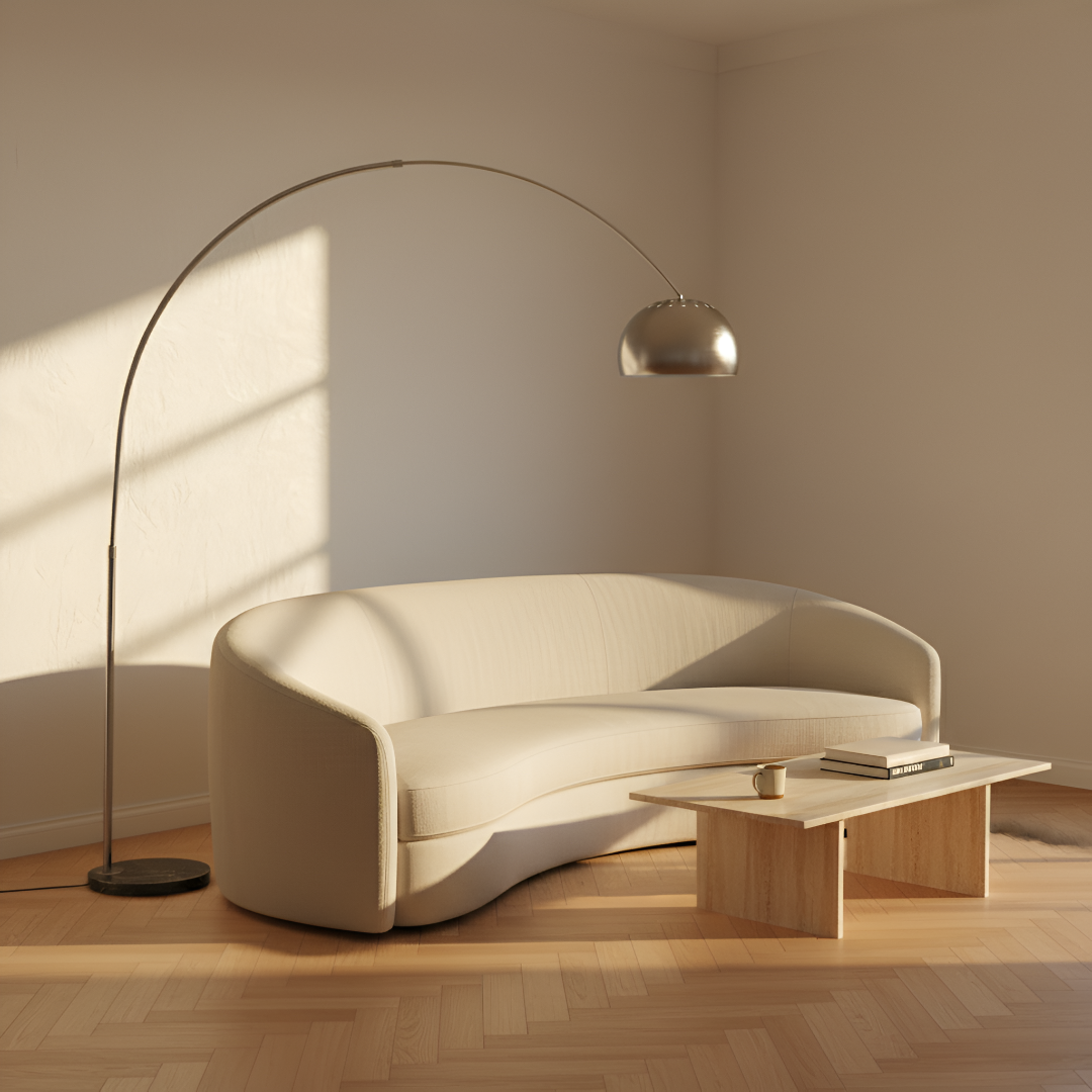 Nowoczesna lampa podłogowa Luxora z chromowanym łukiem i regulowanym designem