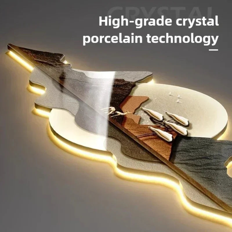 LumoClock stor moderne veggklokke med stille kvarts og LED-lys