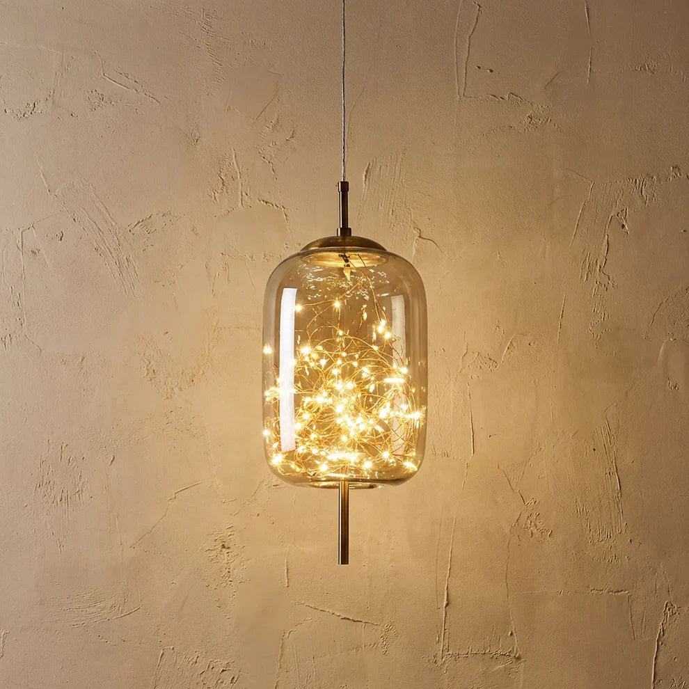 Glazen cilinder en ovale hanglamp voor aan het plafond | Rosalyssa