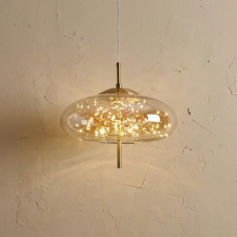 Glazen cilinder en ovale hanglamp voor aan het plafond | Rosalyssa