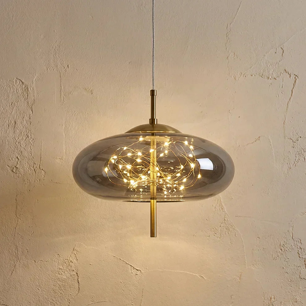 Glazen cilinder en ovale hanglamp voor aan het plafond | Rosalyssa
