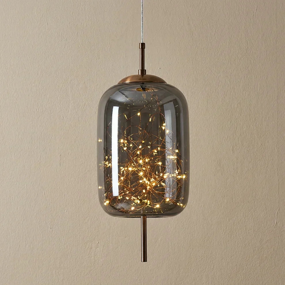 Glazen cilinder en ovale hanglamp voor aan het plafond | Rosalyssa