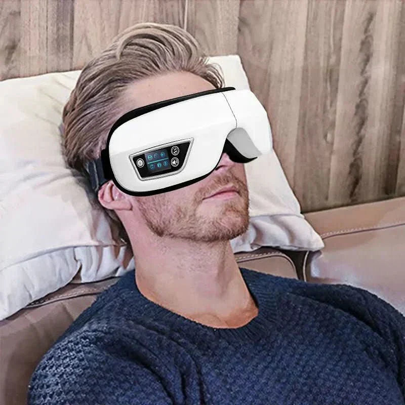 Masażer oczu LuminaFlex 6D z ciśnieniem powietrza, podgrzewaniem, wibracjami, Bluetooth i składany
