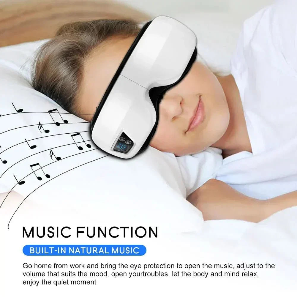 Masażer oczu LuminaFlex 6D z ciśnieniem powietrza, podgrzewaniem, wibracjami, Bluetooth i składany