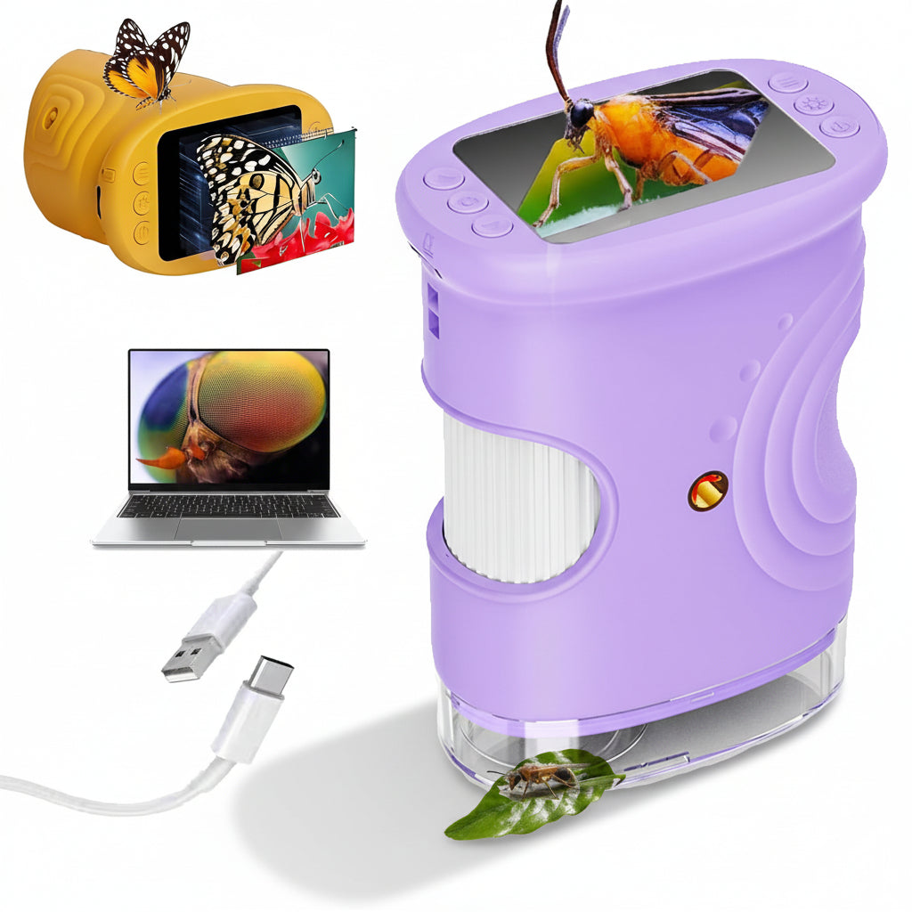 Microscopio Digitale Portatile Tascabile 1000x con Luce LED per Apprendimento