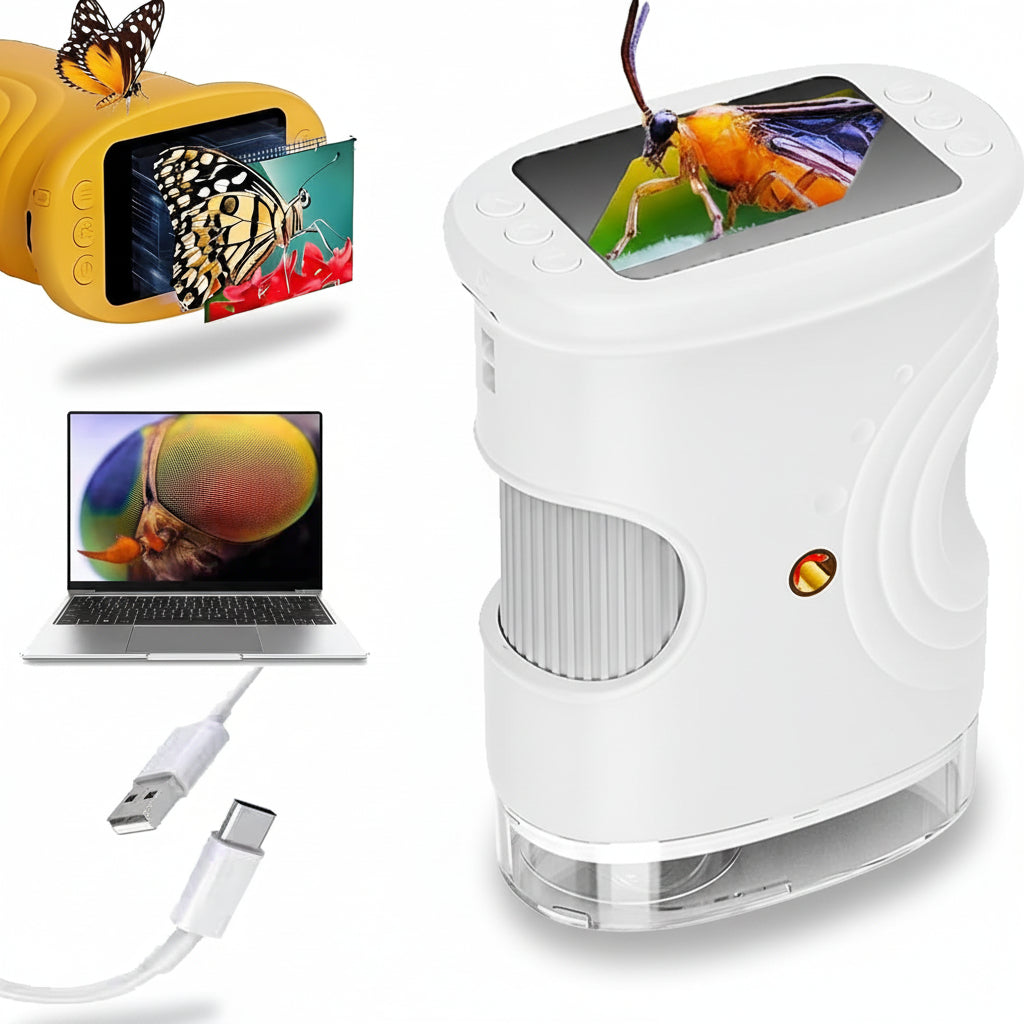 Microscopio Digitale Portatile Tascabile 1000x con Luce LED per Apprendimento