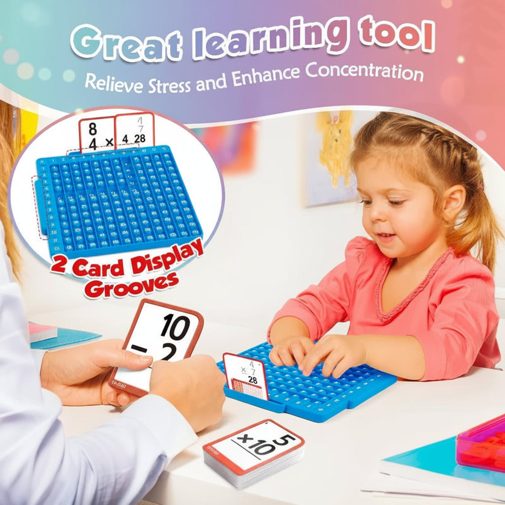 Tabuleiro de Matemática em Silicone com Cartões Didáticos Brinquedo Interativo para Aprendizagem de Operações Básicas
