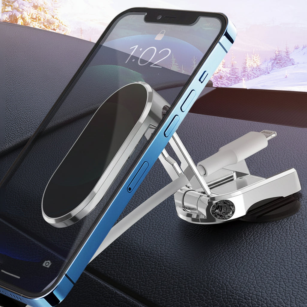 Magnetyczny uchwyt samochodowy na telefon z aluminiowym mocowaniem na deskę rozdzielczą