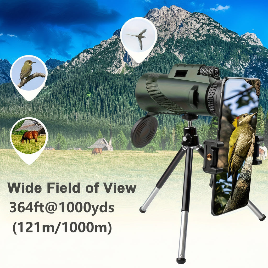 Monokular 8x42 z adapterem do telefonu do obserwacji na zewnątrz