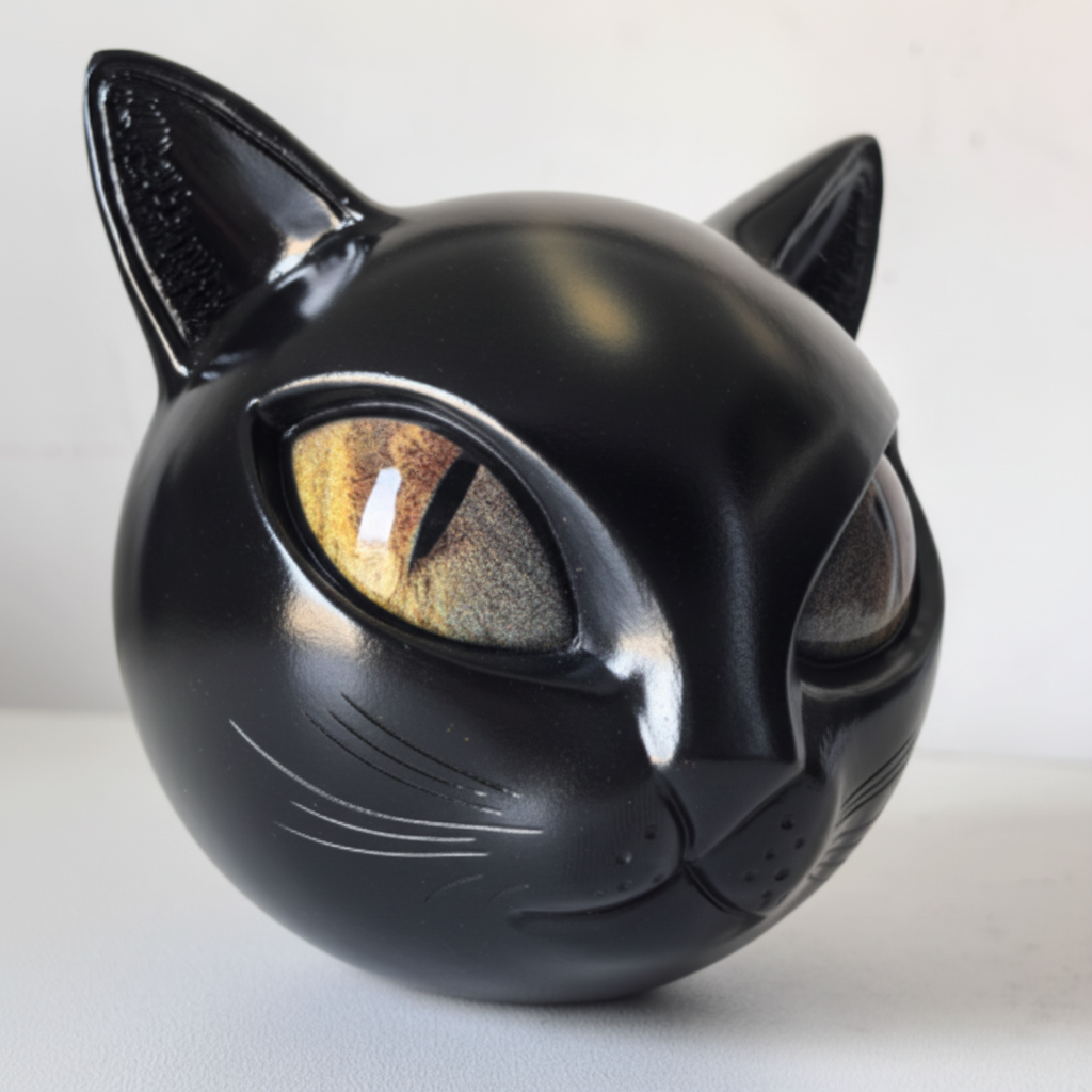 Mystisk katt huvud harts skulptur för stilfull borddekoration