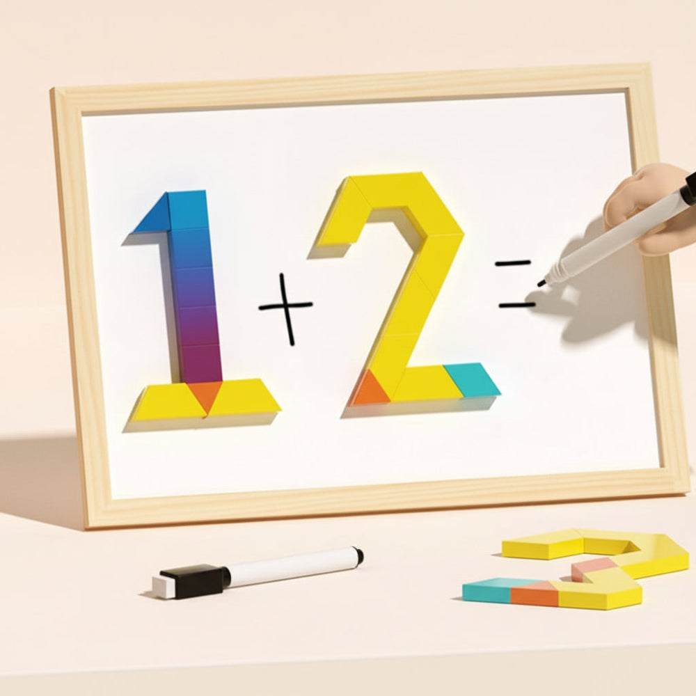 Magnetická sada puzzle bloků s dřevěnými vzorovými bloky pro STEM vzdělávání