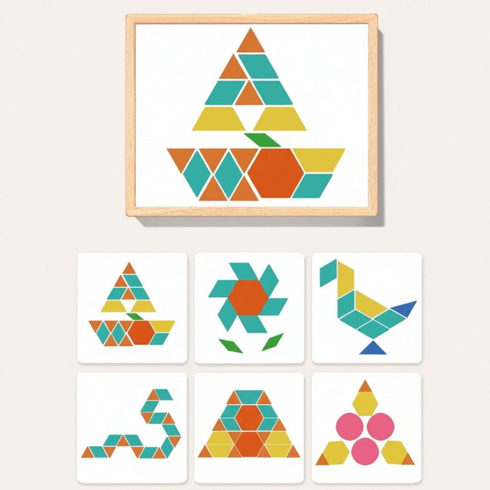 Magnetická sada puzzle bloků s dřevěnými vzorovými bloky pro STEM vzdělávání