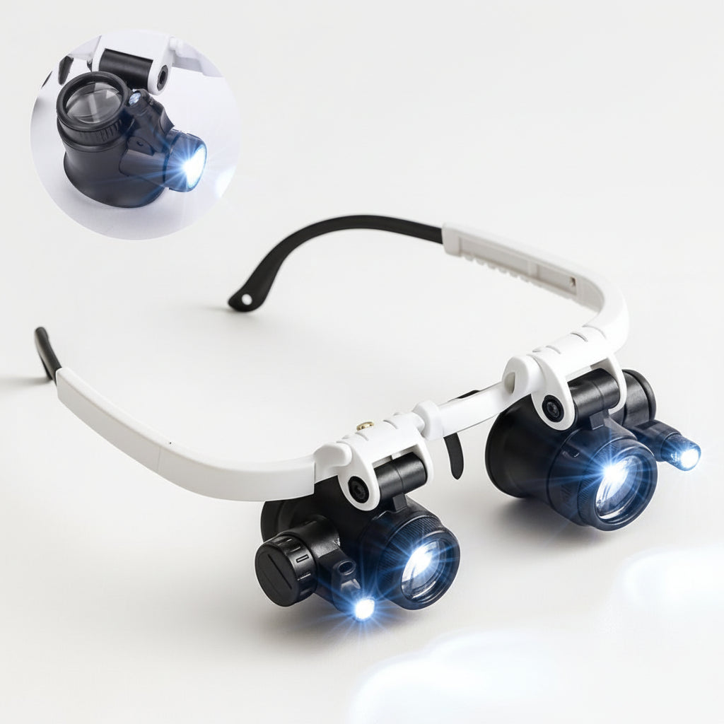 Gafas de aumento LED con diadema ajustable y luz