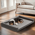 Canapé orthopédique HavenPaw pour chien en cuir microfibre avec dossier imperméable