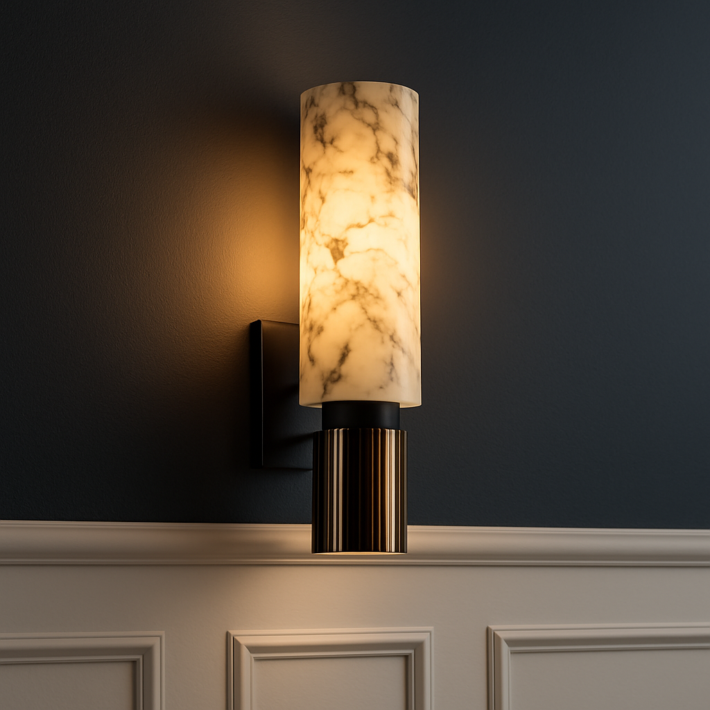 Elegant Aurora Marble Art Deco Inspired Wall Sconce Light Fixture
