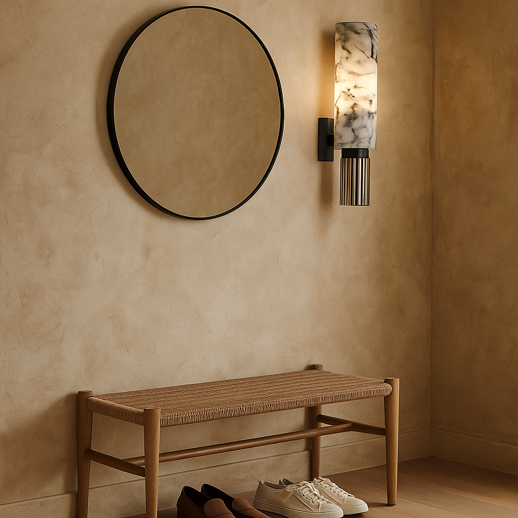 Elegant Aurora Marble Art Deco Inspired Wall Sconce Light Fixture