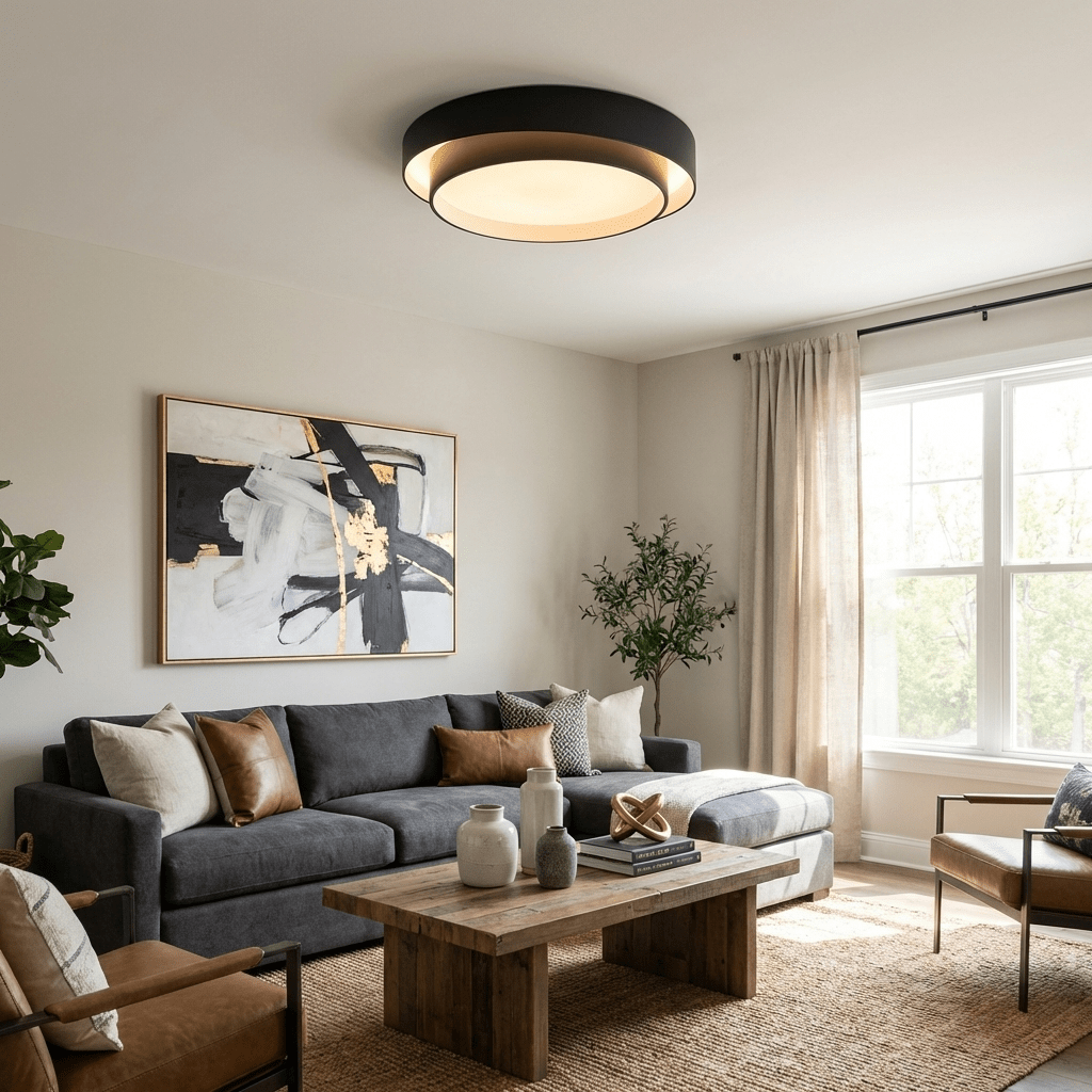 Cylinder Ceiling Light With LED Iron And Acrylic 40/50/60cm 3000K-6000K Dimmable