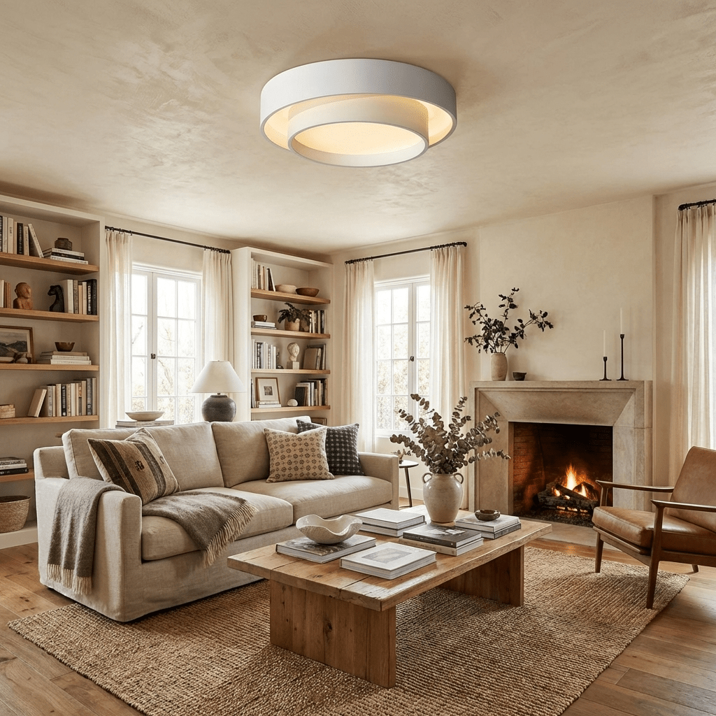 Cylinder Ceiling Light With LED Iron And Acrylic 40/50/60cm 3000K-6000K Dimmable