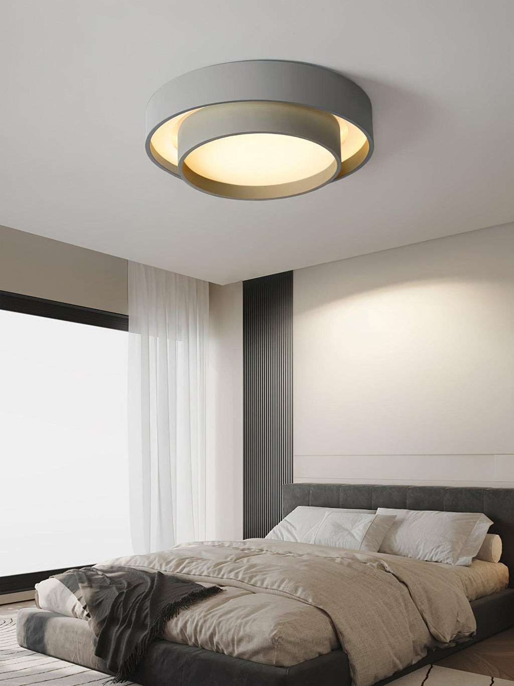 Cylinder Ceiling Light With LED Iron And Acrylic 40/50/60cm 3000K-6000K Dimmable