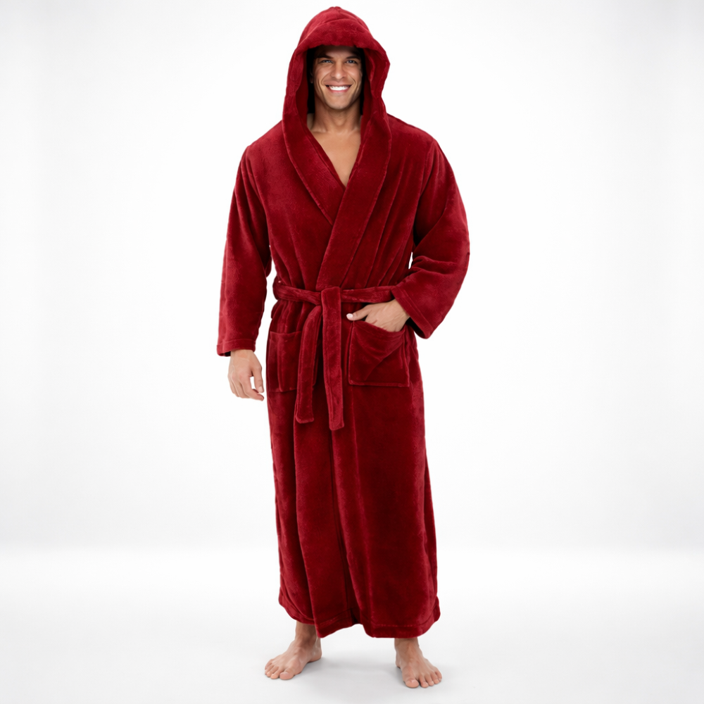 Peignoir à capuche en peluche pour homme, chaleur hivernale et détente confortable