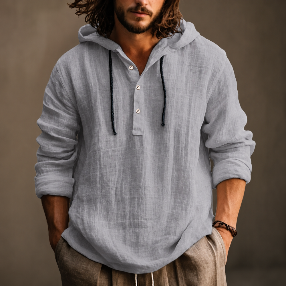 Men's Casual Drawstring Hoodie For Summer Long Sleeve Pullover