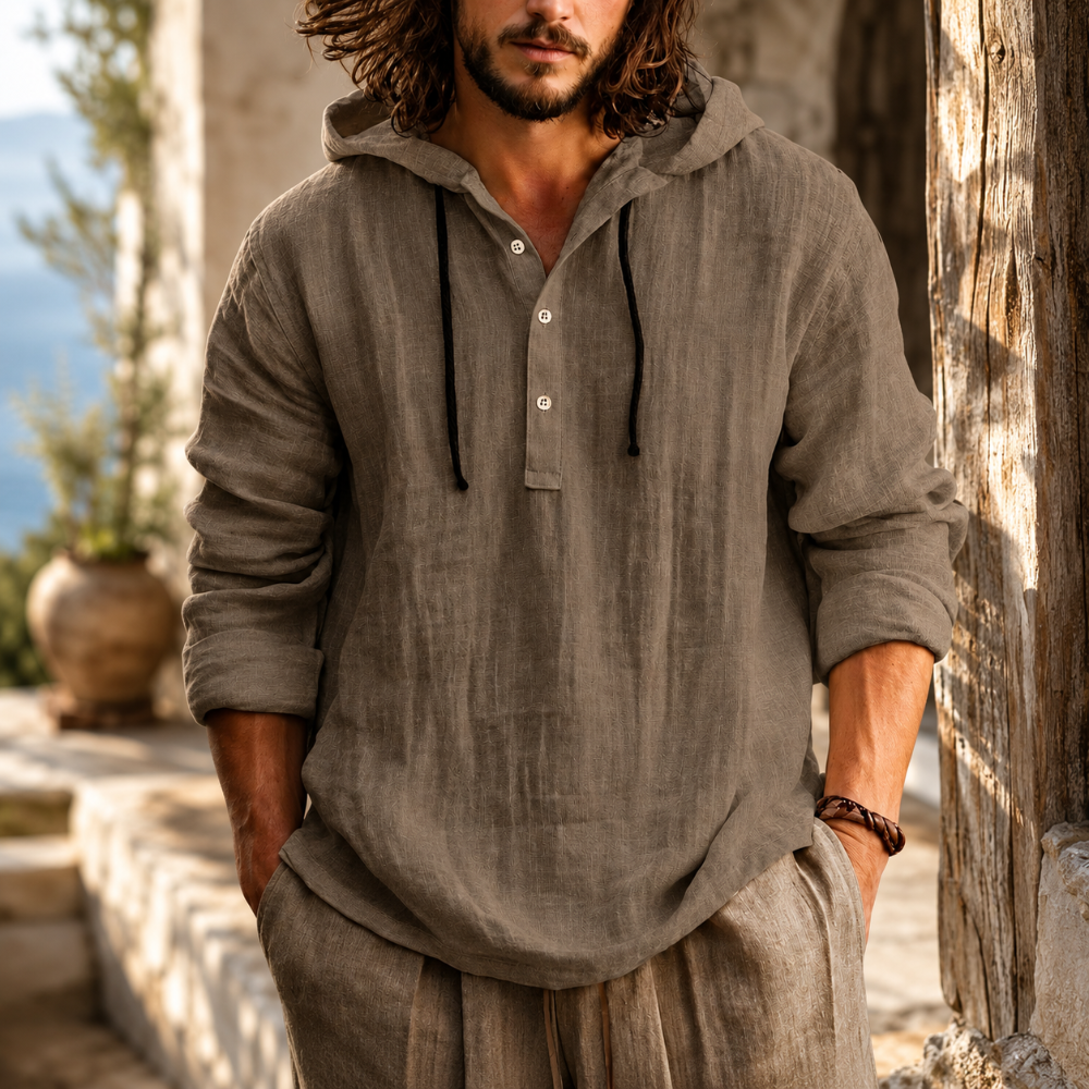 Men's Casual Drawstring Hoodie For Summer Long Sleeve Pullover