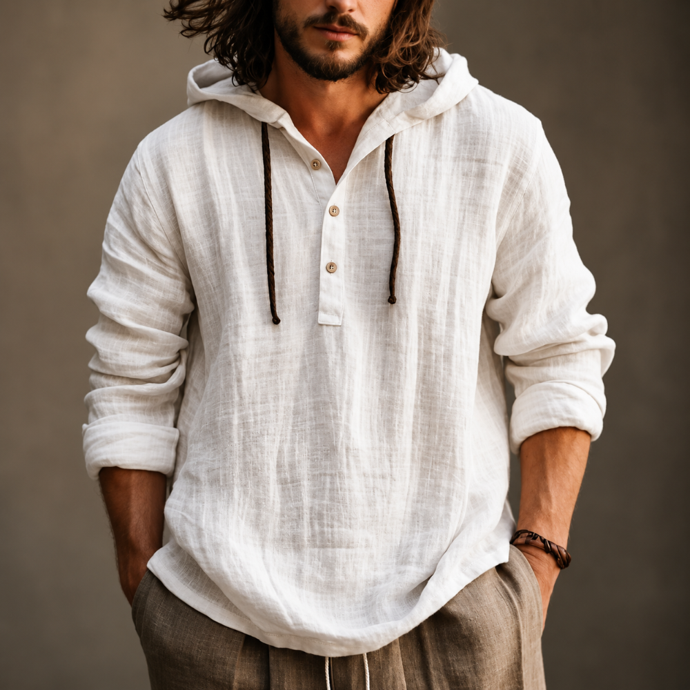 Men's Casual Drawstring Hoodie For Summer Long Sleeve Pullover