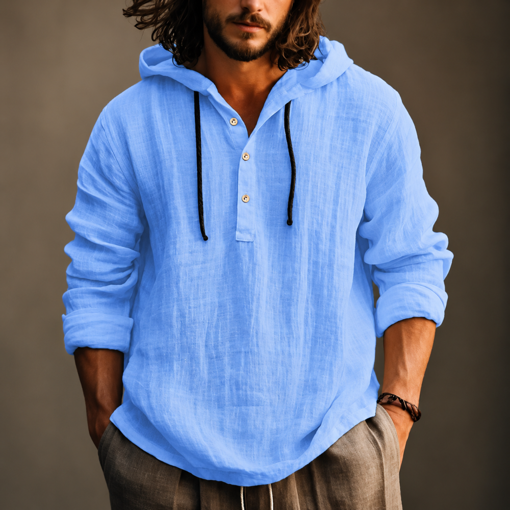 Men's Casual Drawstring Hoodie For Summer Long Sleeve Pullover