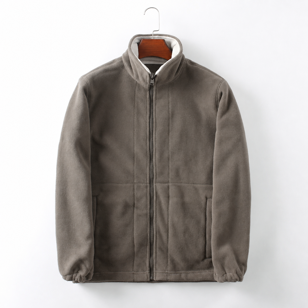 Men's Outdoor Jacket With Zip Stand Collar, Casual Everyday Wear