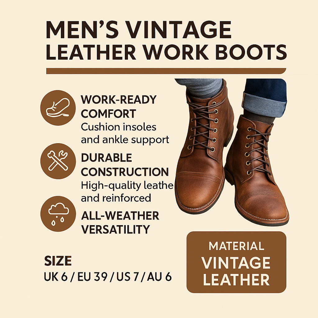 Bottes pour hommes pour le travail en extérieur avec un style vintage robuste