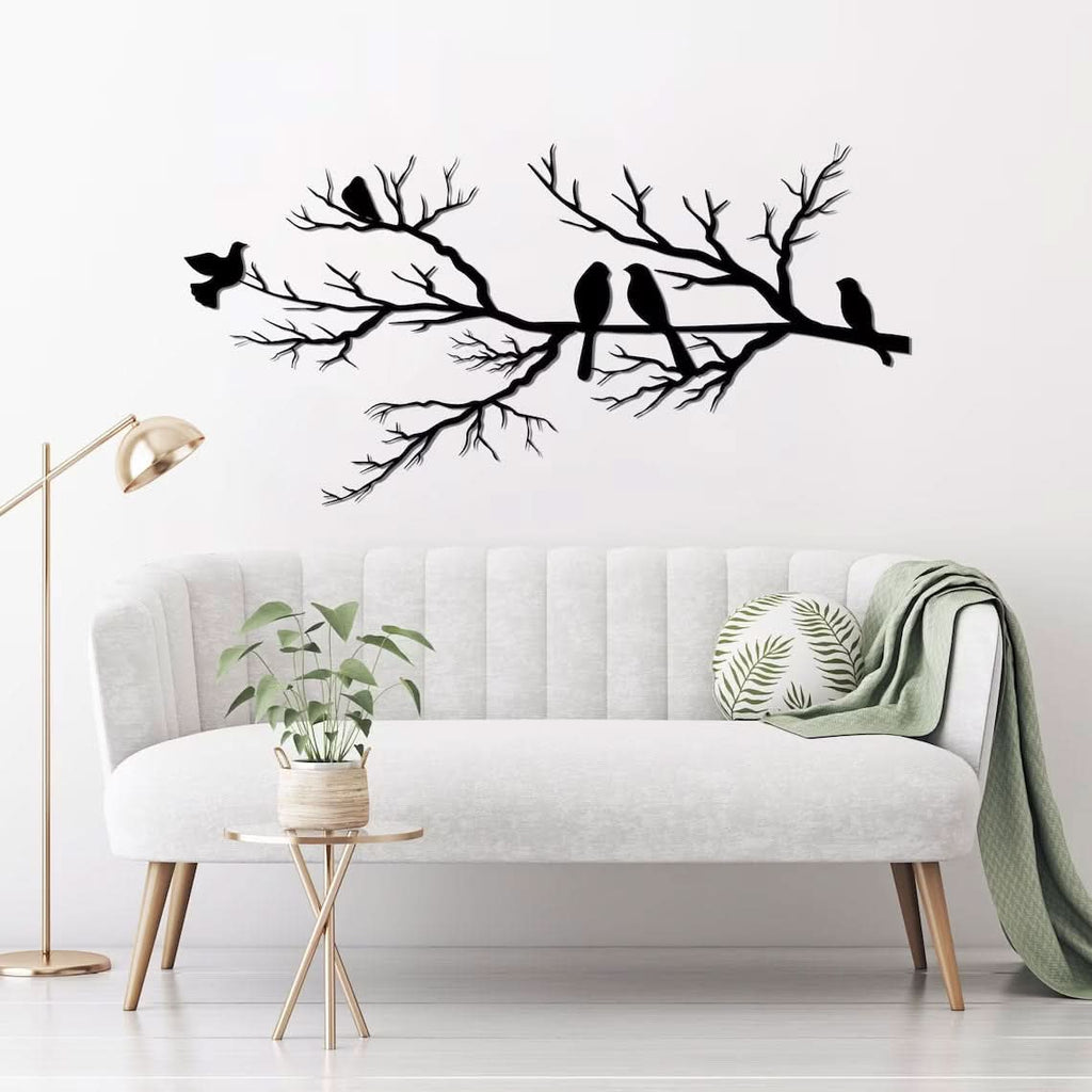 FeatherNest kovová nástěnná dekorace s ptáky pro elegantní bydlení