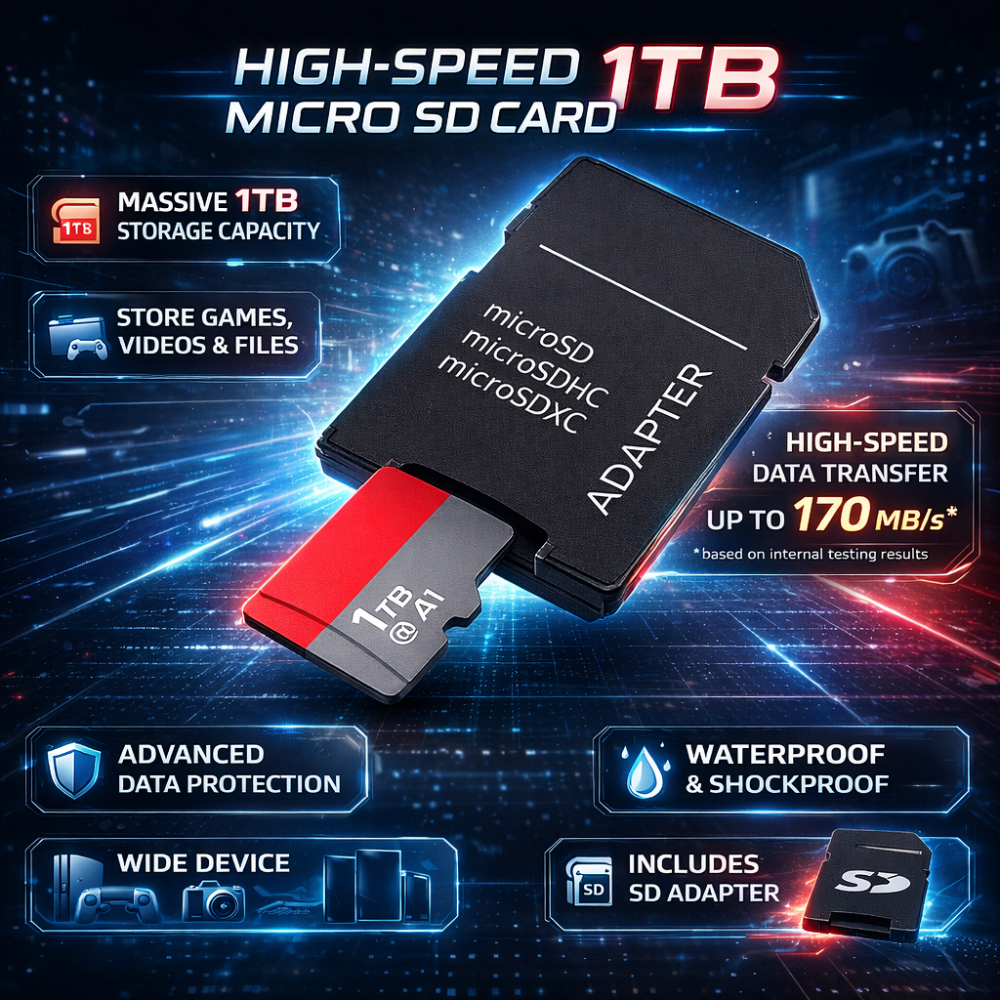 1TB vysokorychlostní micro SD karta pro rychlé ukládání dat