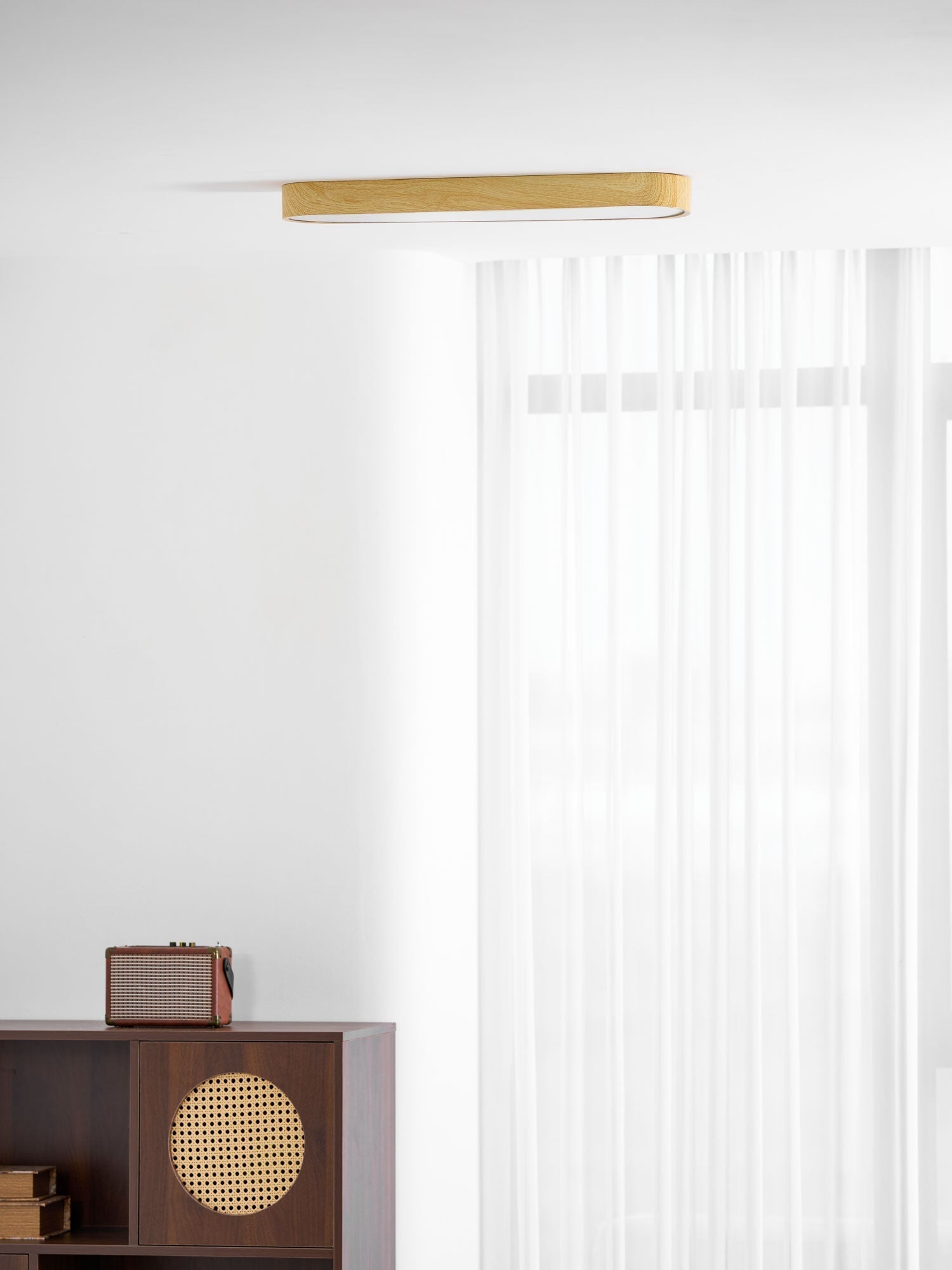 Luz de techo LED con acabado en metal blanco imitación madera, montaje empotrado, 3000K 4000K 6000K
