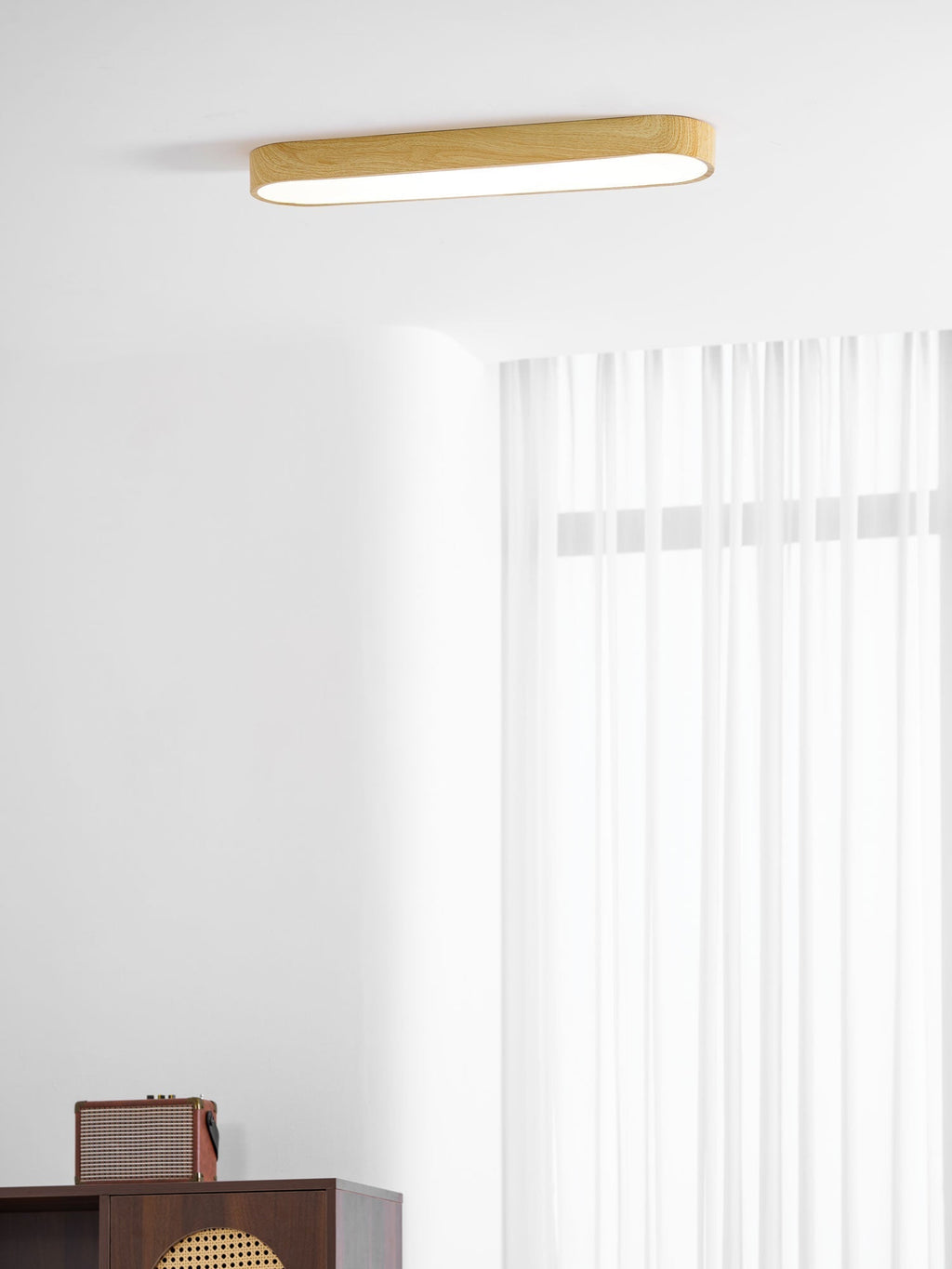 Luz de techo LED con acabado en metal blanco imitación madera, montaje empotrado, 3000K 4000K 6000K