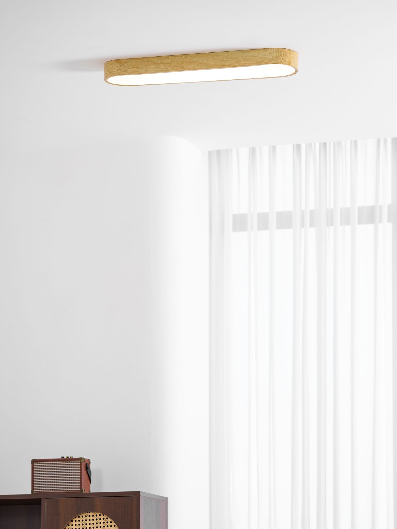 Luz de techo LED con acabado en metal blanco imitación madera, montaje empotrado, 3000K 4000K 6000K