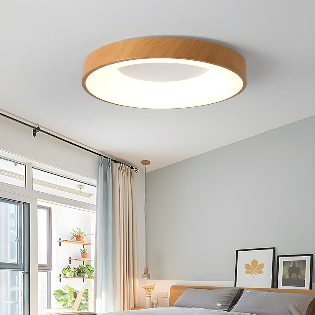 Luz de techo LED con acabado en metal blanco imitación madera, montaje empotrado, 3000K 4000K 6000K