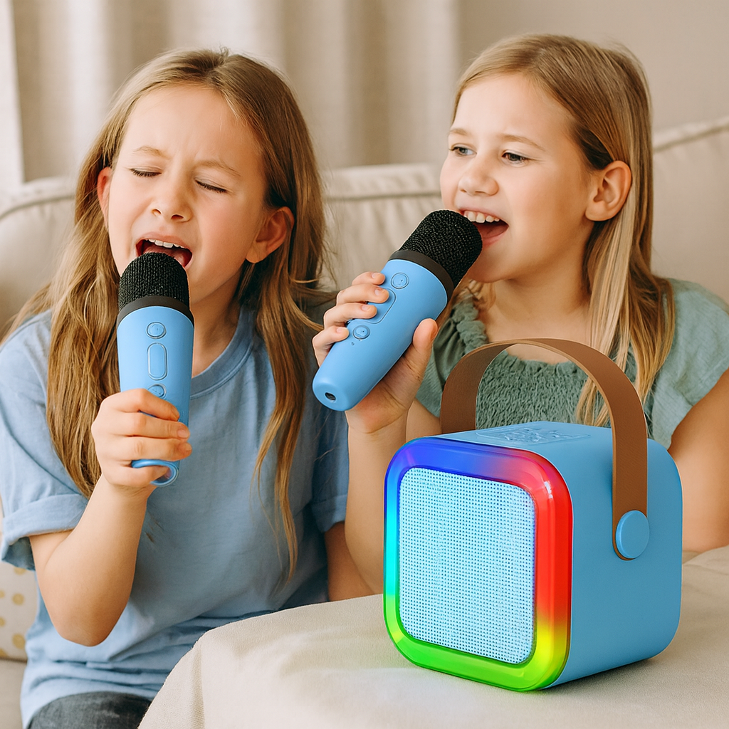 Kompakter Kinder-Karaoke-Lautsprecher mit Bluetooth und kabellosem Mikrofon
