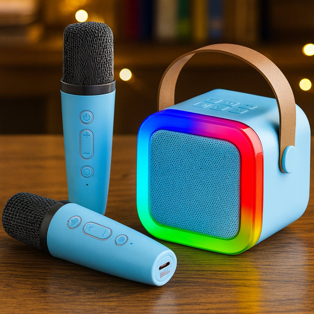 Kompakter Kinder-Karaoke-Lautsprecher mit Bluetooth und kabellosem Mikrofon