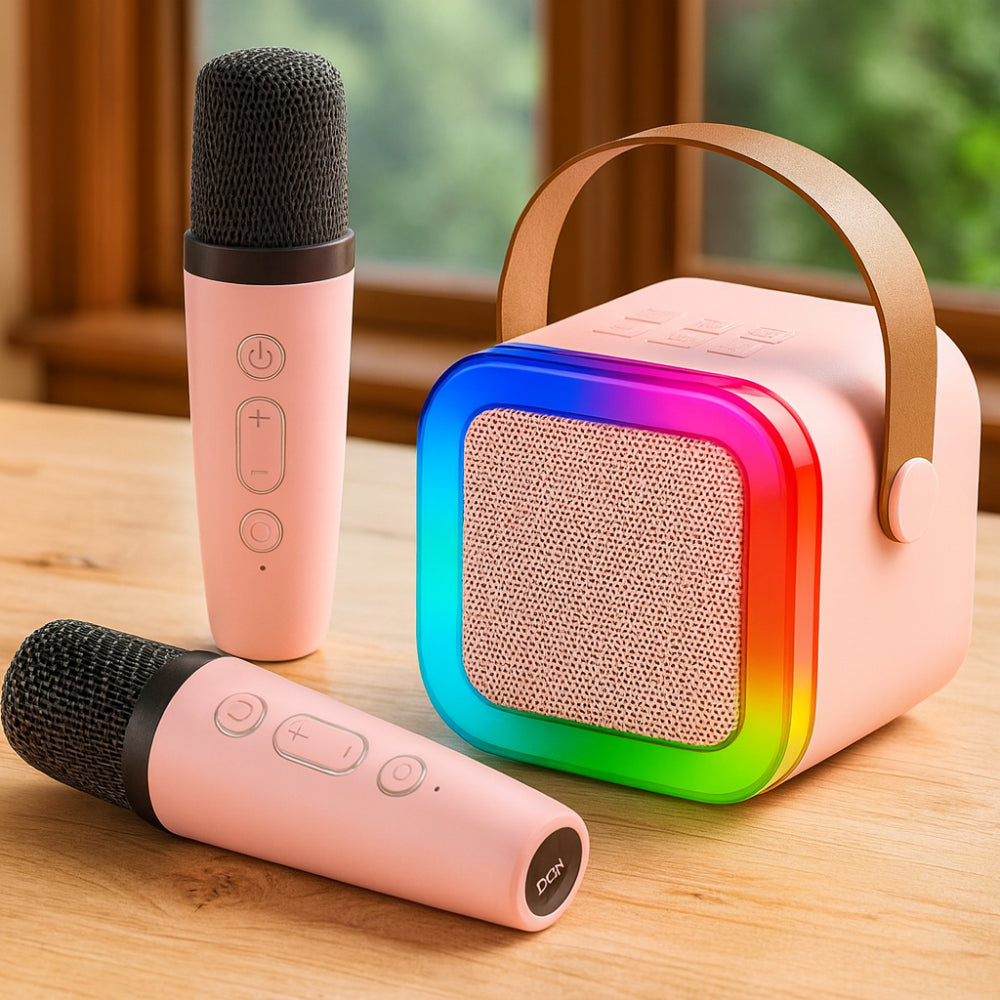 Kompakter Kinder-Karaoke-Lautsprecher mit Bluetooth und kabellosem Mikrofon